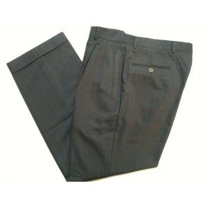 ZANIERI MENS OLIVE 100%WOOL PLEATED DRESS PANTS CUFFS SIZE:36/31 MADE IN ITALY